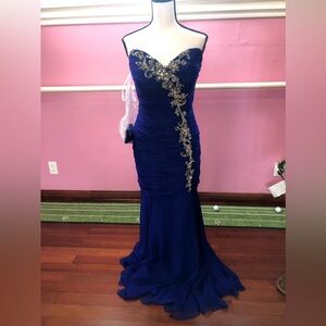 Jovani Blue Strapless Dress